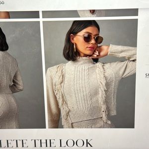“VICI” Amanda Fringe Cropped Beige Sweater - worn once!